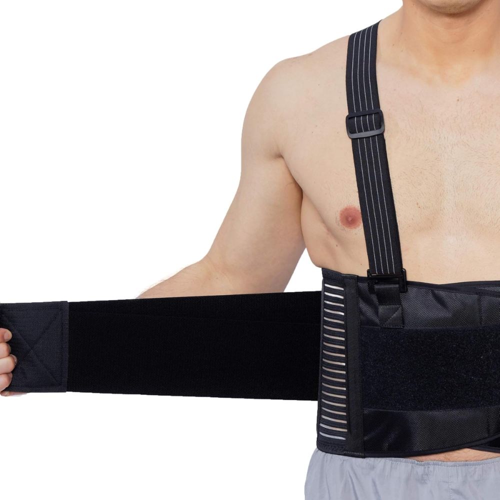 Back Brace with Suspenders for Men - Lower Back Pain, Exercise, Gym