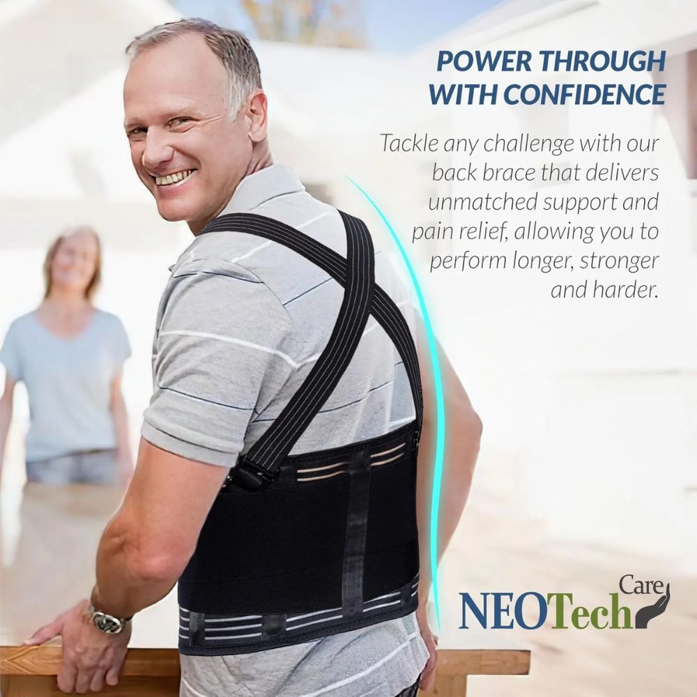 Back Brace with Suspenders for Men - Lower Back Pain, Exercise, Gym