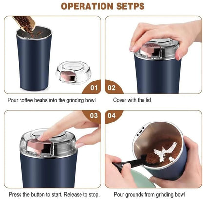 Electric Coffee Grinder - Portable One Button Spice Grinder