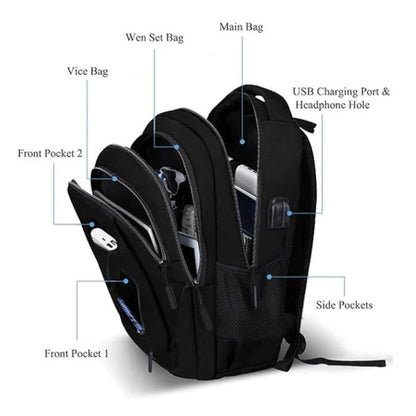 Business Travel Laptop, School, Computer Bag with USB Charging Port